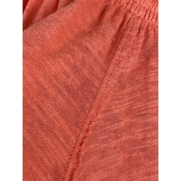 Free People Top Size XS Orange Linen Blend Flutter Sleeve Drawstring Neck EUC - Picture 8 of 14